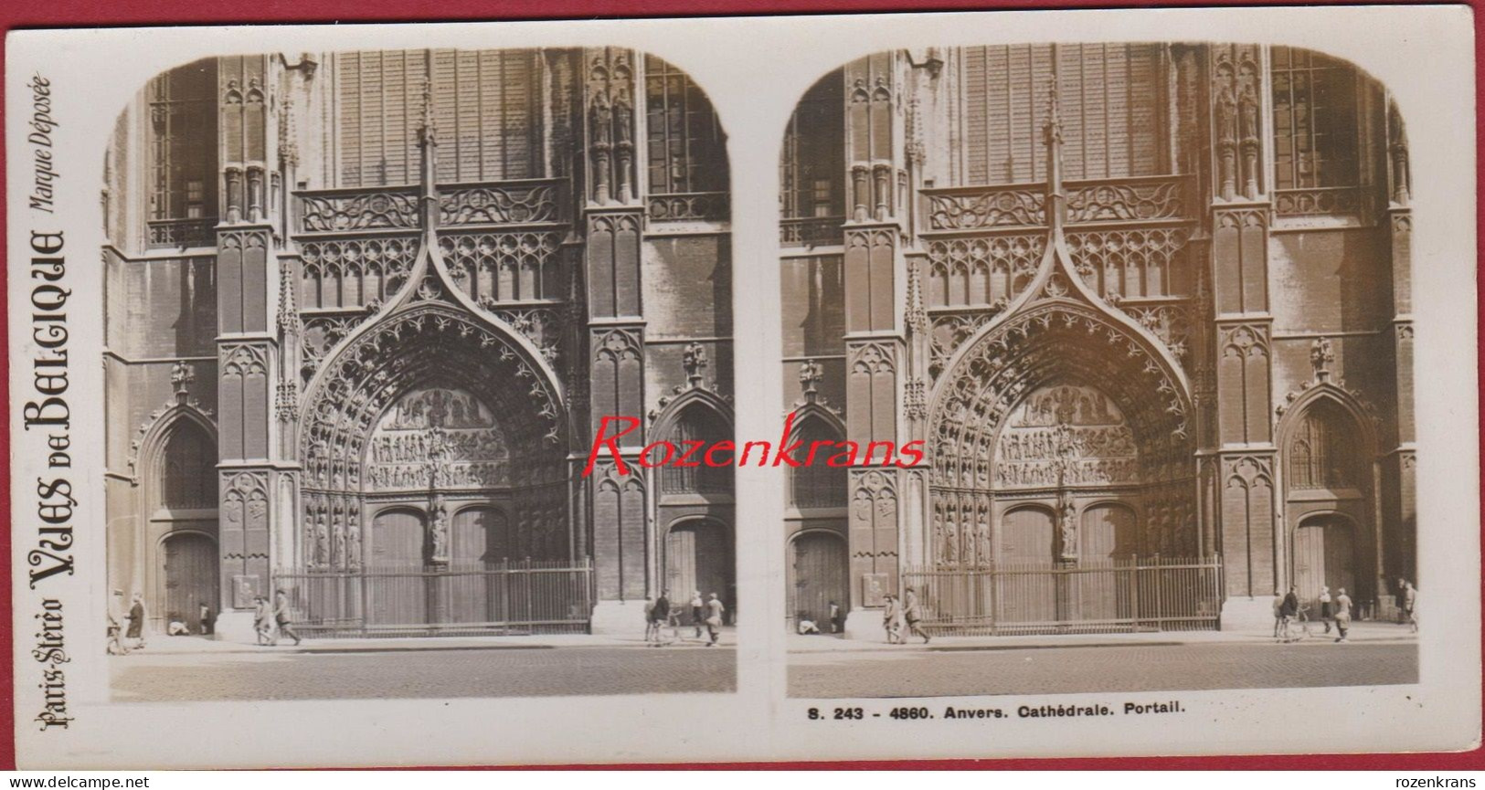 Antwerpen Anvers Kathedraal Cathedrale Portaal Portail Oude Foto St Stereo Stereoscope Stereokaart Old Original Photo - Stereoscopic