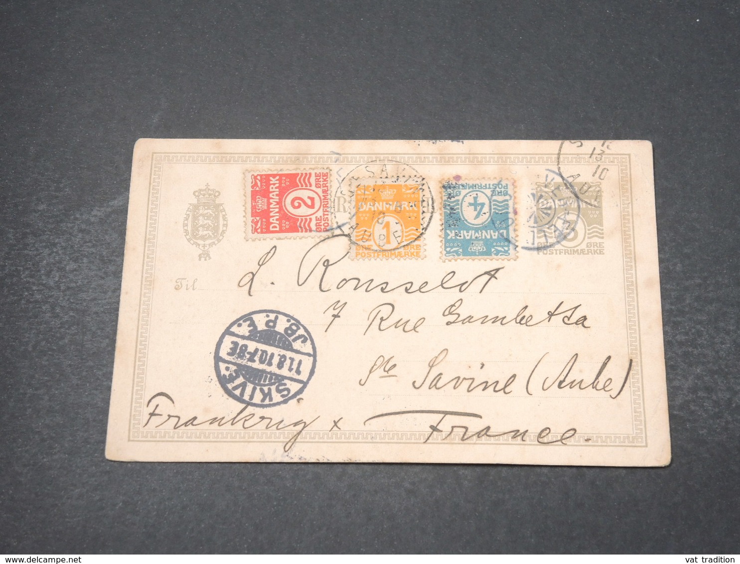 DANEMARK - Entier Postal + Complément De Skive Pour La France En 1910 - L 16911 - Postwaardestukken