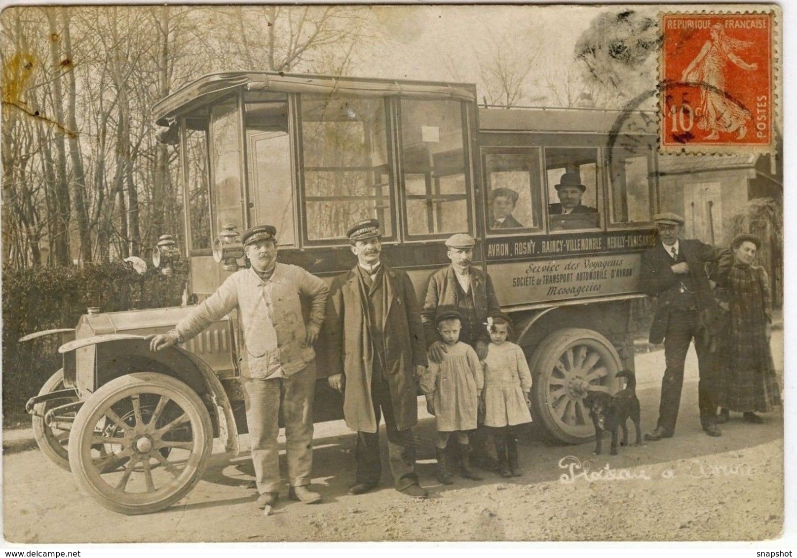 Cpa Carte Photo Autobus Du Plateau D'Avron (93) Neuilly Plaisance, Le Raincy, Rosny Sous Bois (état) - Autres & Non Classés