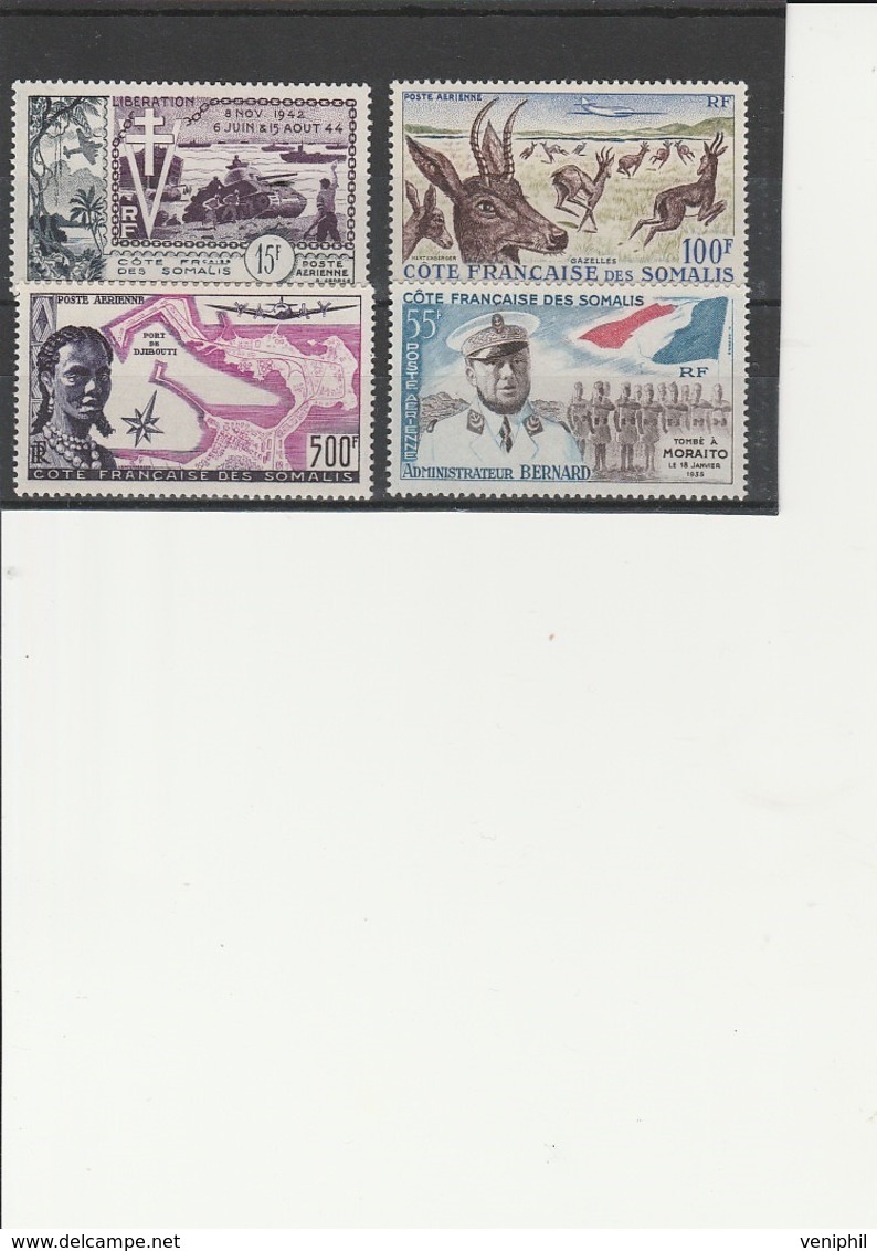 COTE FRANCAISE DES SOMALIS -POSTE AERIENNE N° 24 A 27 NEUF X -ANNEE 1954-58-COTE : 96,40 € - Nuovi