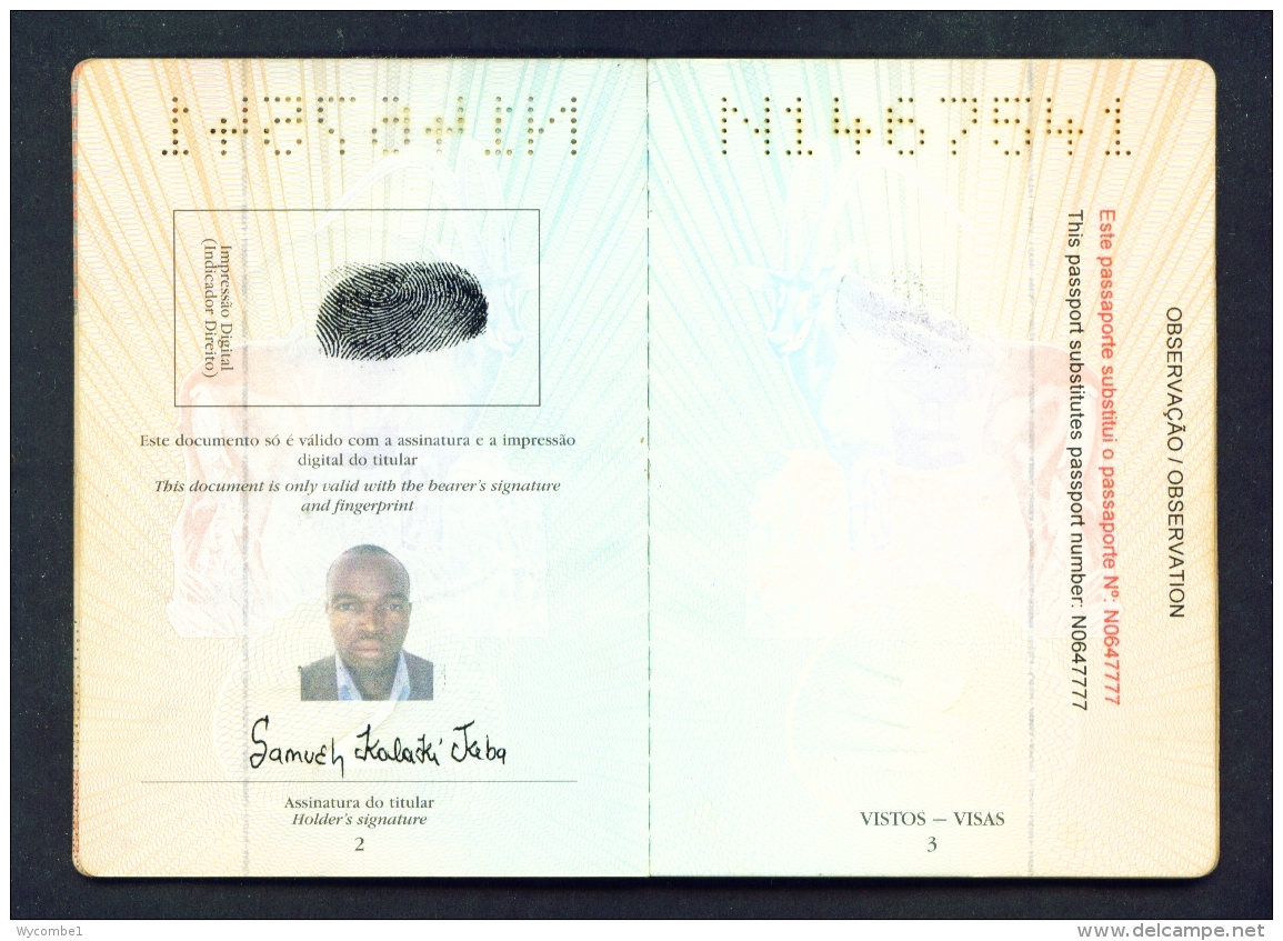 ANGOLA  -  Complete Expired Passport As Scans (Cover A Little Worn) All Used Pages Scanned - Historical Documents