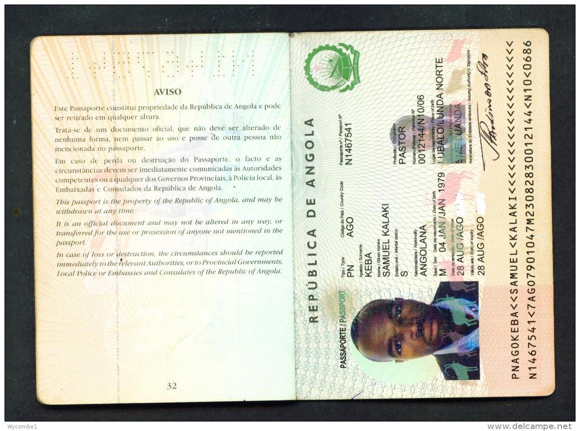 ANGOLA  -  Complete Expired Passport As Scans (Cover A Little Worn) All Used Pages Scanned - Historical Documents
