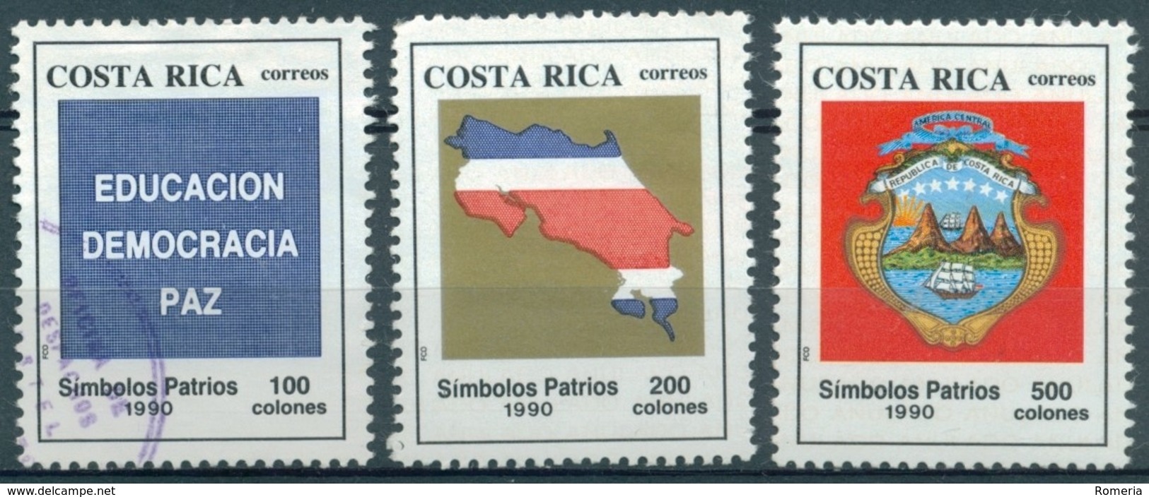 Costa Rica - 1990 - Yt 533/535 - Symboles De La Patrie - 533 Obl. 534/535 ** - Costa Rica