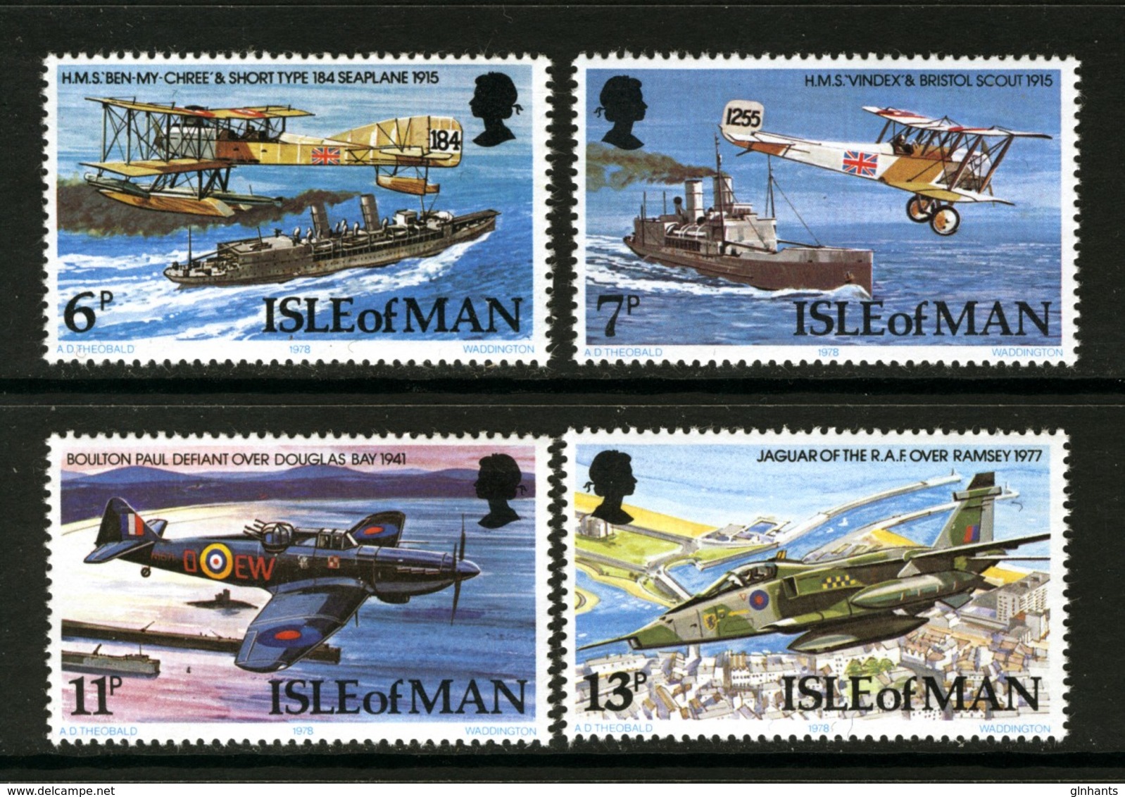 GB ISLE OF MAN IOM - 1978 RAF ANNIVERSARY SET (4V) FINE MNH ** SG 107-110 - Airplanes