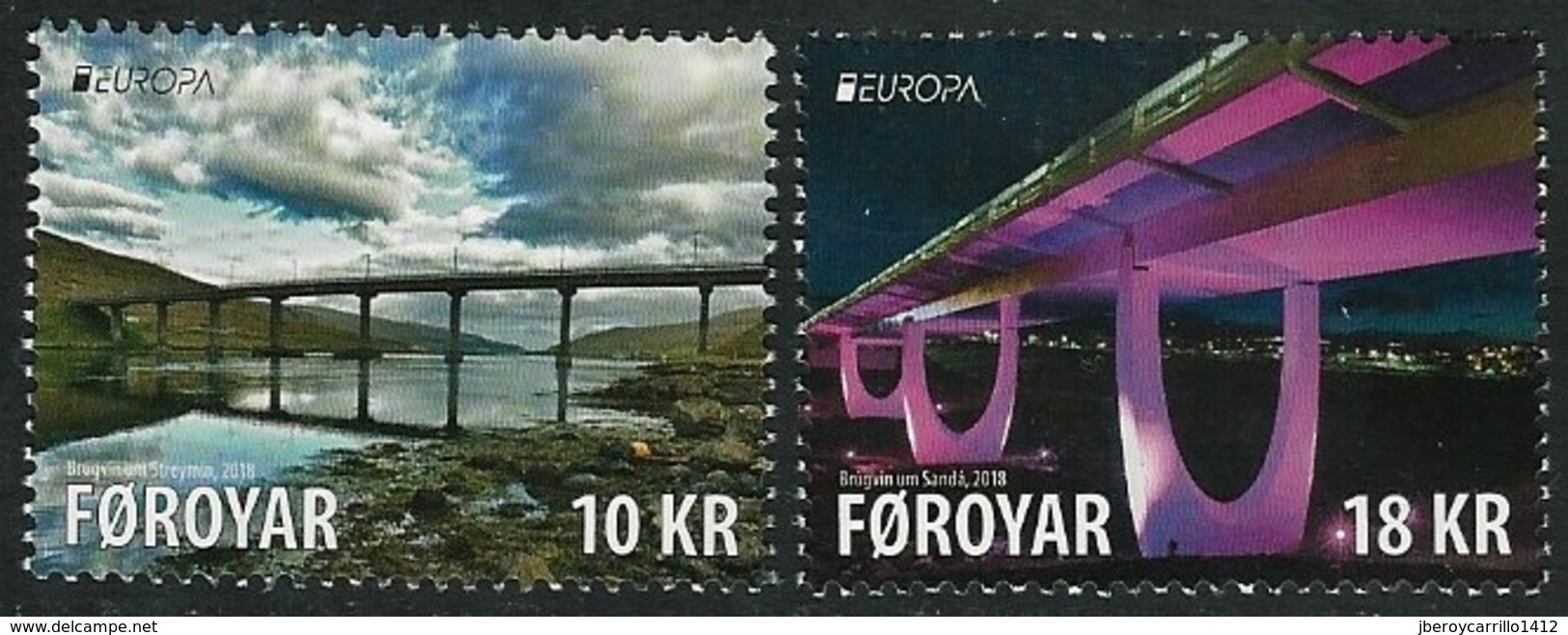 FEROE ISLANDS/ FAROE/ FÄRÖER/ FØROYAR - EUROPA 2018 - "PUENTES.- BRIDGES - BRÜCKEN - PONTS" - SERIE De 2 V, - 2018