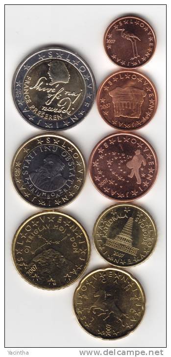 @Y@  Slovenie     Serie   2007   1 Ct   T / M  -  2   Euro  8  Munten - Slovenia