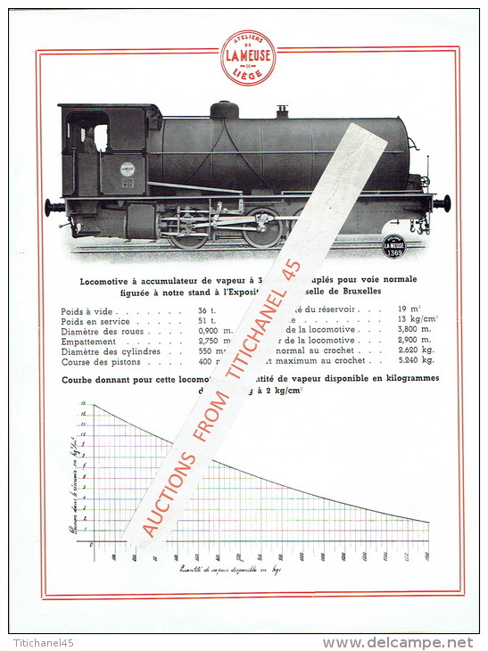 Plaquette Publicitaire DE 1935 De 6 Pages ATELIERS CONSTRUCTION DE LA MEUSE : LOCOMOTIVES A ACCUMULATEUR DE VAPEUR - Chemin De Fer