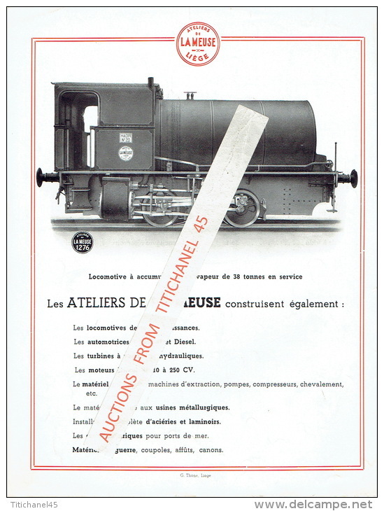 Plaquette Publicitaire DE 1935 De 6 Pages ATELIERS CONSTRUCTION DE LA MEUSE : LOCOMOTIVES A ACCUMULATEUR DE VAPEUR - Spoorweg