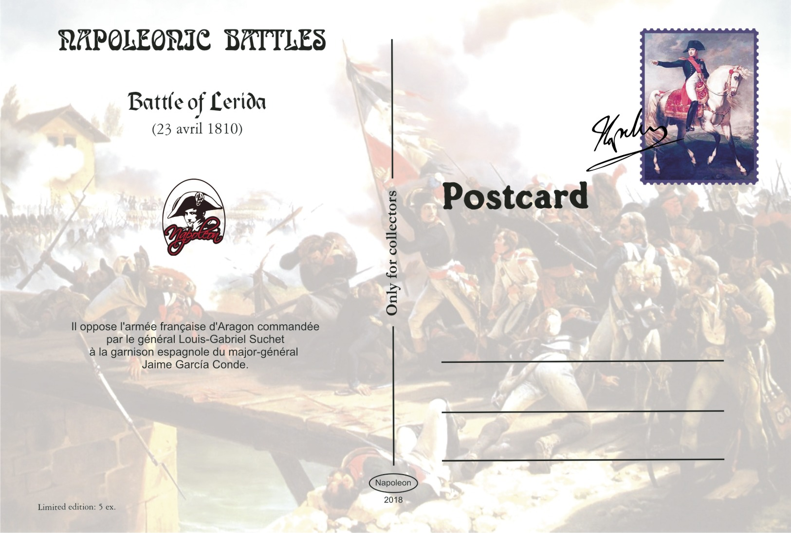 Carte Postale, Célébrités, Napoleon, Napoleonic Battles, 1810, Battle Of Lerida - Hommes Politiques & Militaires