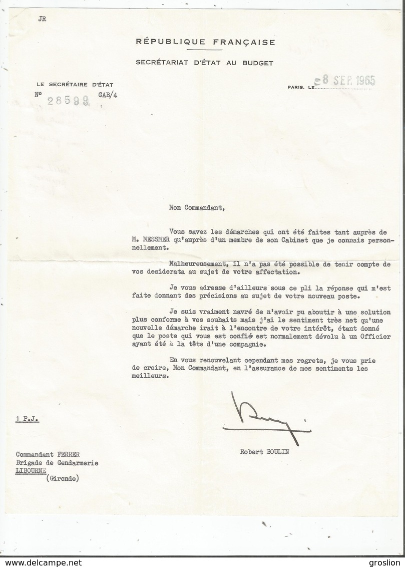 ROBERT BOULIN (1920 VILLANDRAULT 1979 RAMBOUILLET) TAPUSCRIT SIGNE DE L'HOMME POLITIQUE (SUICIDE OU ASSASSINAT ) - Other & Unclassified