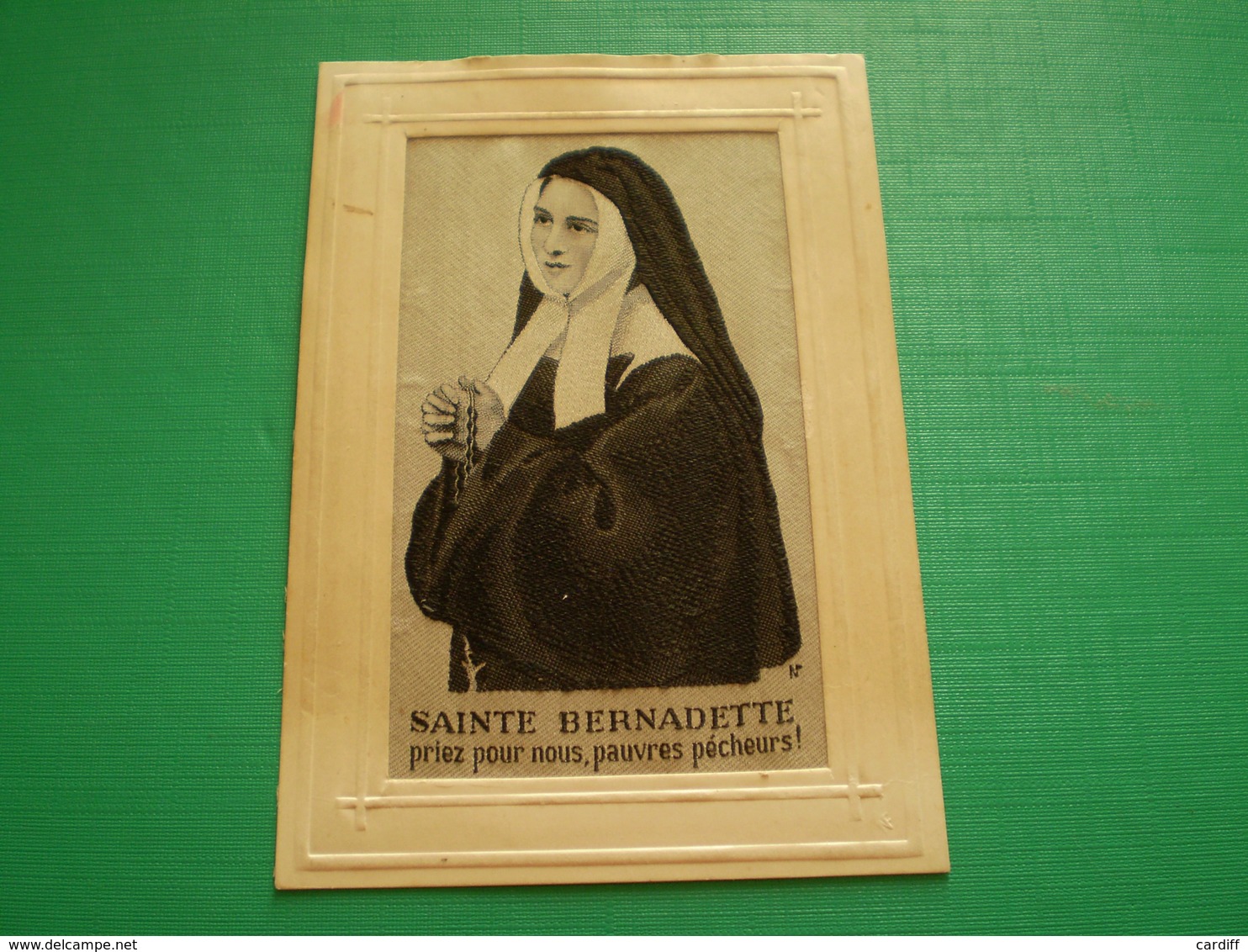 Carte Brodée Soie De Sainte Bernadette Soubirous - Embroidered