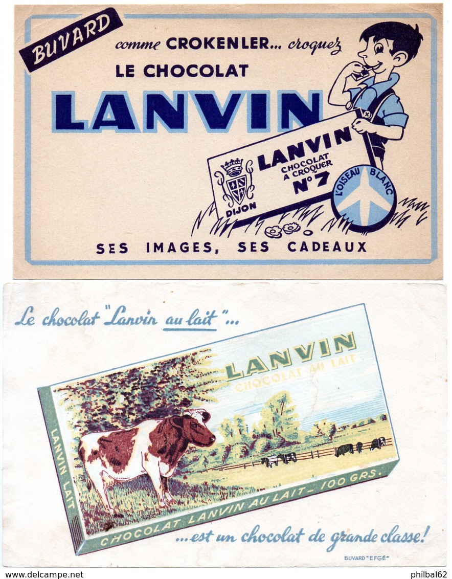 2 Buvards Chocolat Lanvin. - Cocoa & Chocolat