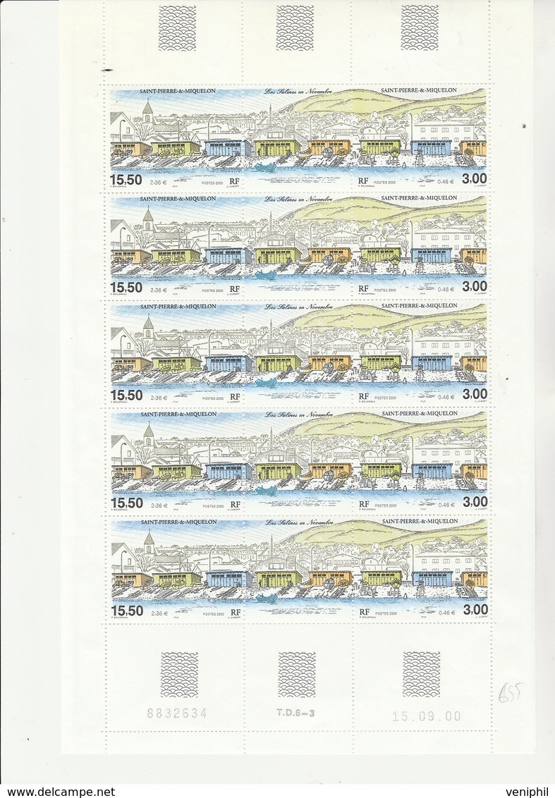 ST PIERRE ET MIQUELON - FEUILLE DE 5 BANDES N° 724 ET 725 - Neuf - ANNEE 2000 - COTE :47,50 € - Unused Stamps