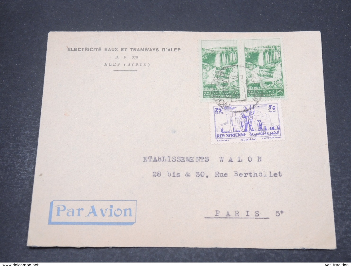 SYRIE - Enveloppe Commerciale De Alep Pour Paris En 1954 - L 16961 - Syrie