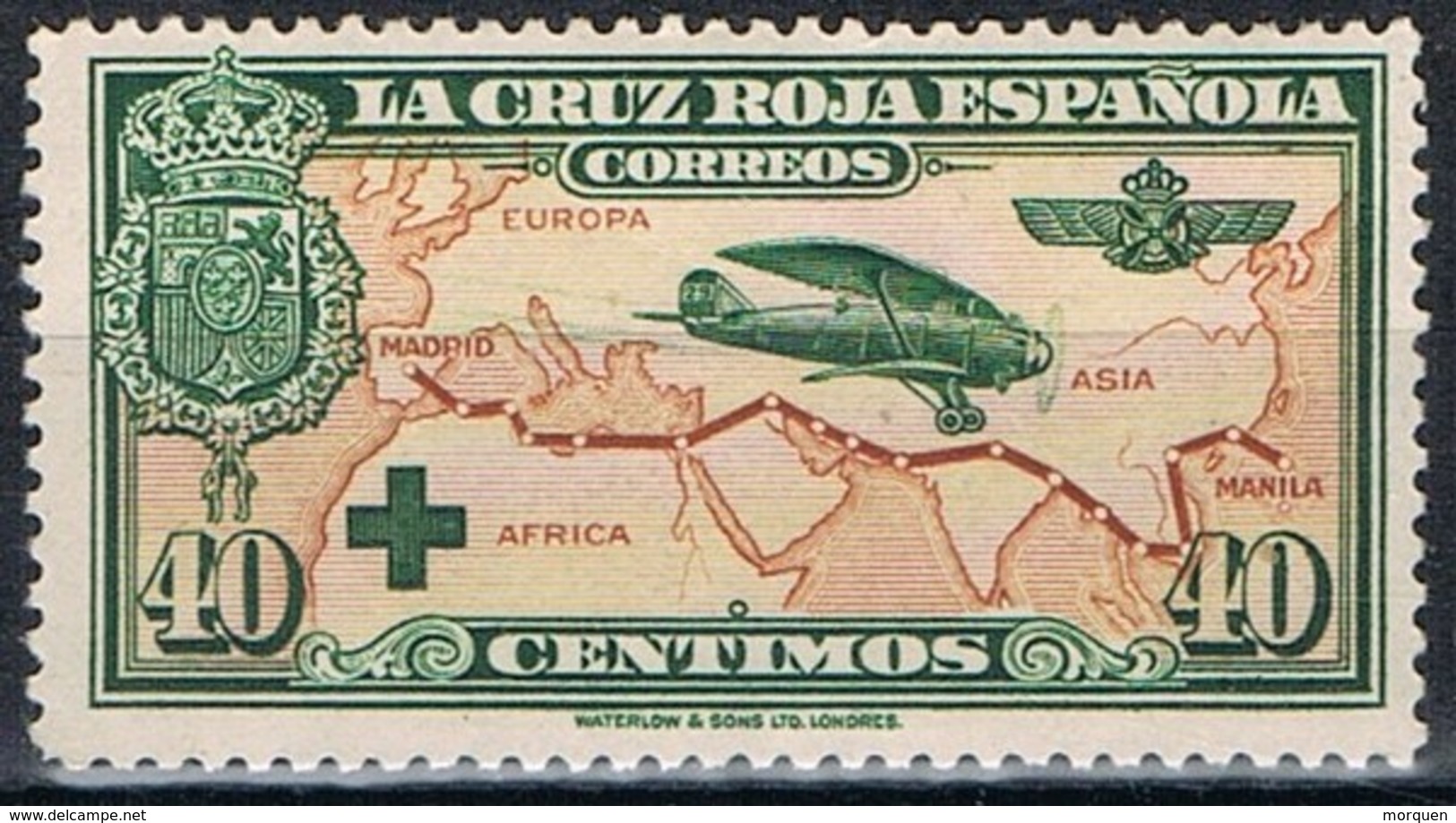 Sello 40 Cts Cruz Roja Española Aereo 1926, Num 345 ** - Neufs