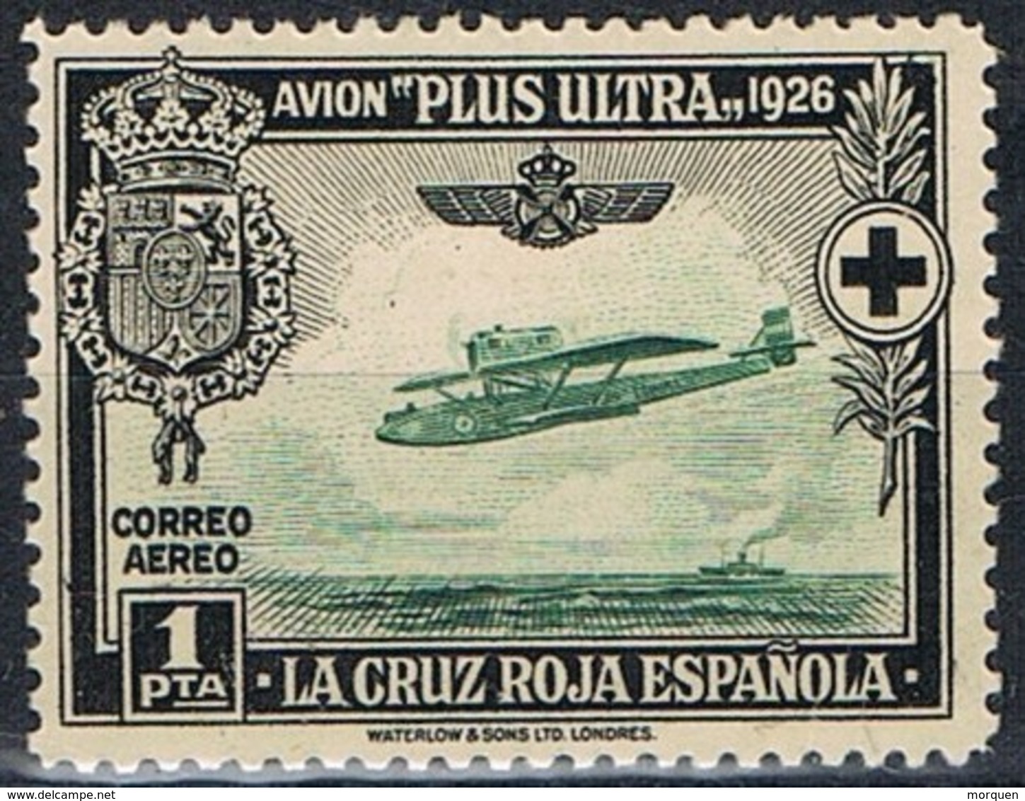 Sello 1 Pta Cruz Roja Española Aereo 1926, Num 347 ** - Neufs