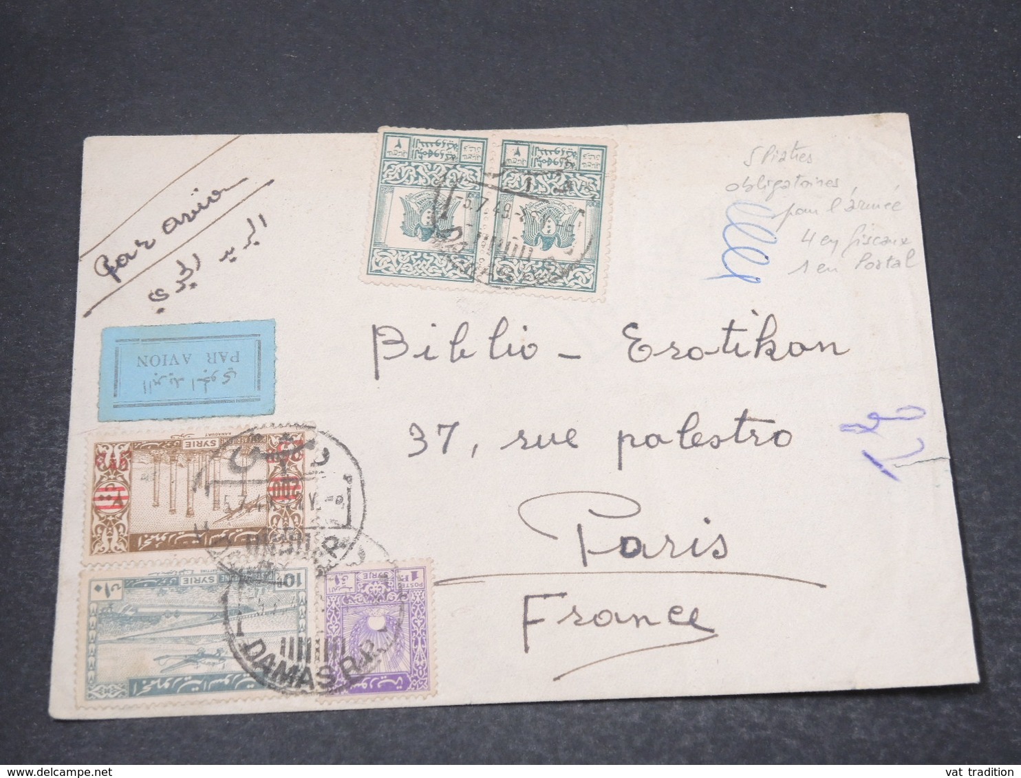 SYRIE - Enveloppe De Damas Pour Paris En 1949 , Affranchissement Plaisant - L 16970 - Syrie