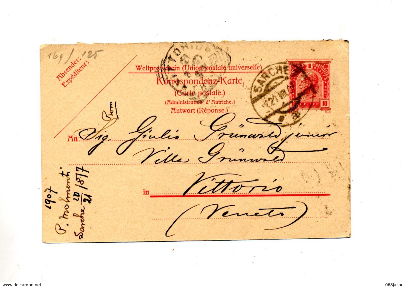 Carte Postale 10 Empereur Cachet Sarche + Vittorio - Autres & Non Classés