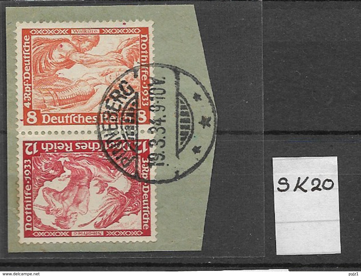 1933 USED Germany, Wagner, SK20 - Se-Tenant