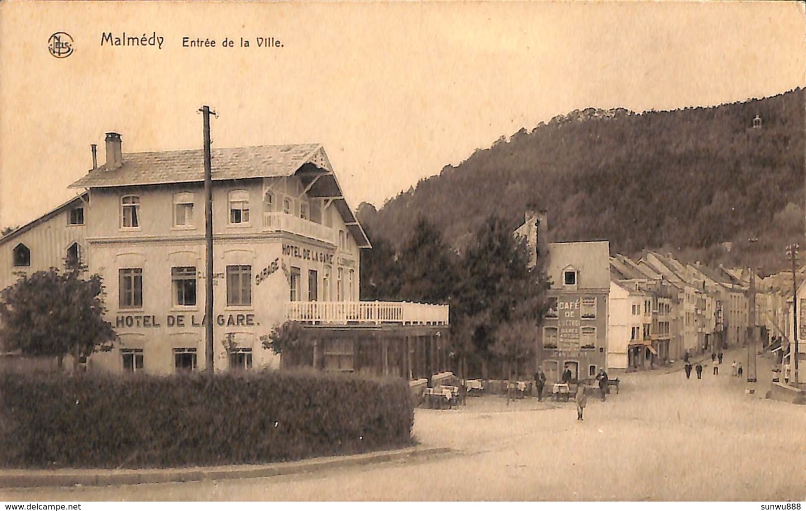 Malmedy - Entrée De La Ville (animée, Hôtel De La Gare, Café De L'Octroi 1926) - Malmedy