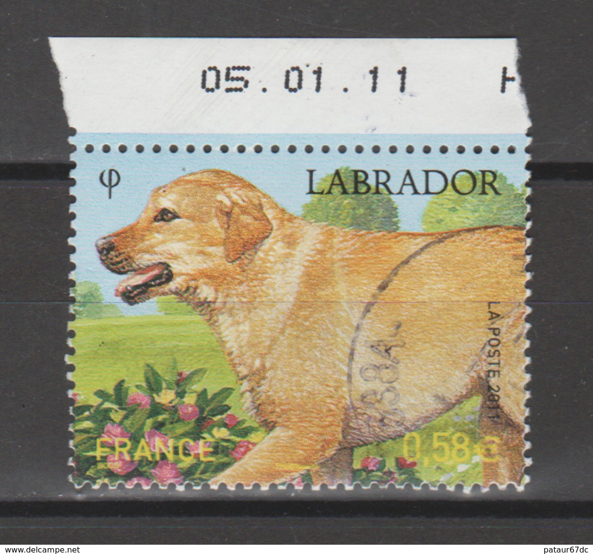 FRANCE / 2011 / Y&T N° 4545 : Labrador (de Feuille Avec Date) - Choisi - Cachet Rond - Oblitérés