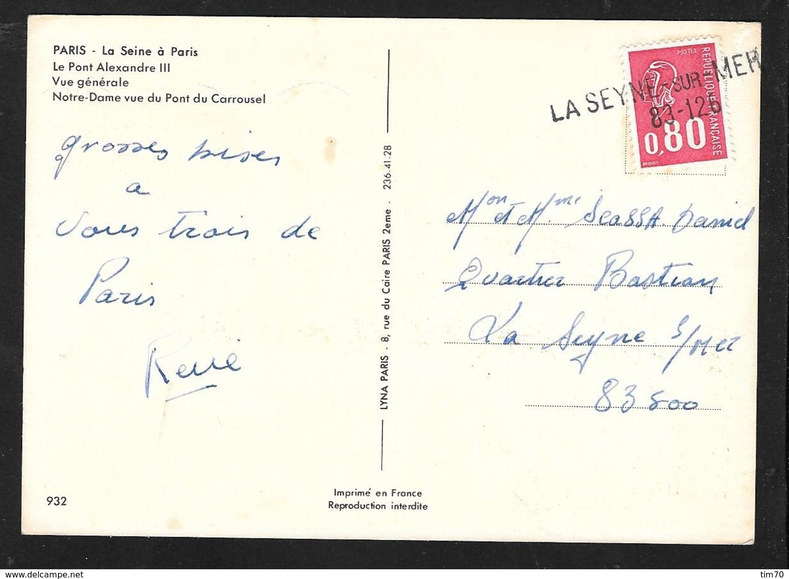 LINEAIRE  LA SEYNE - Sur-MER   83-126 - Manual Postmarks