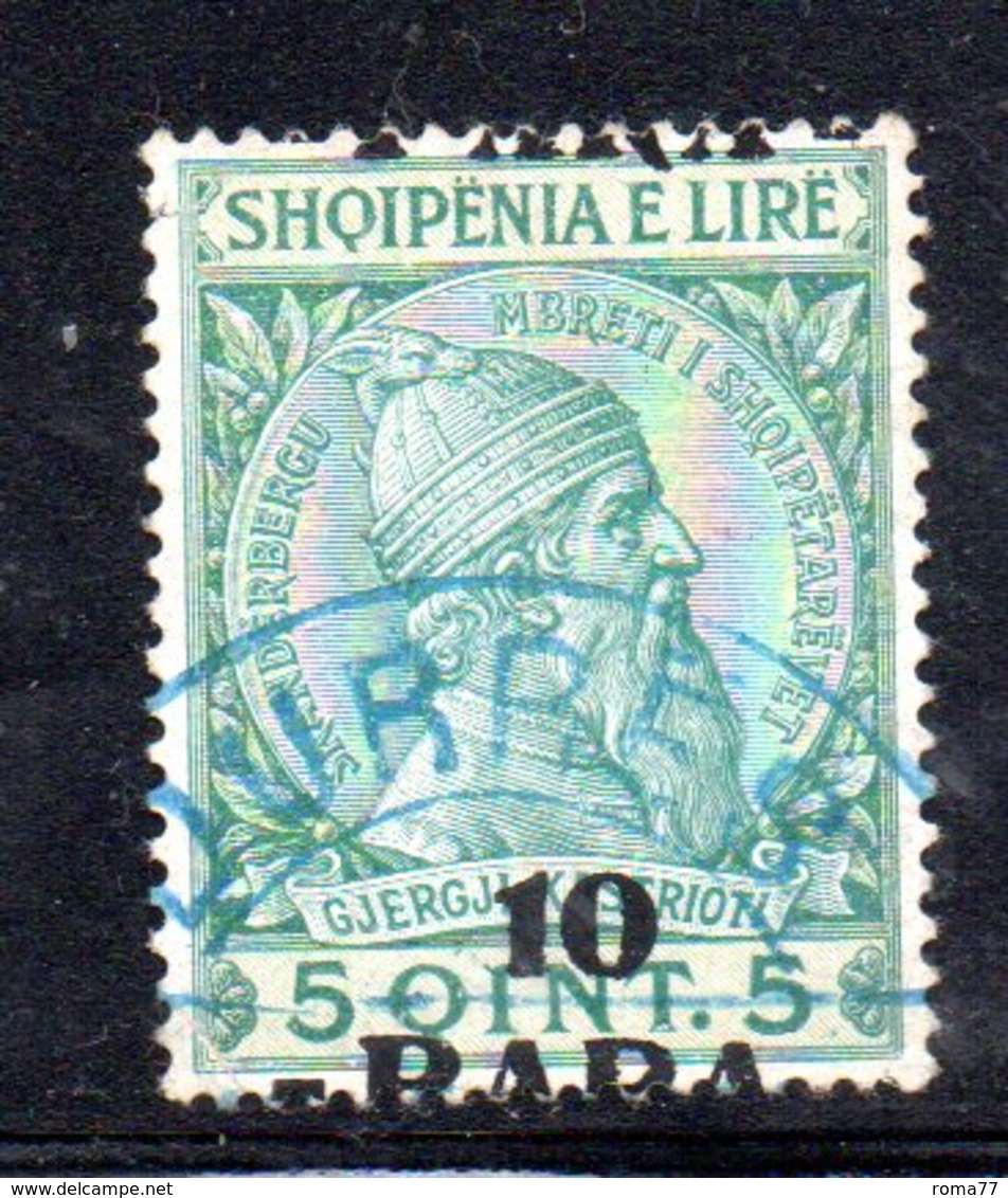 490 11 - ALBANIA 1914 , Michel N. 42 Usato  Skandenberg : Soprastampa Spostata - Albania