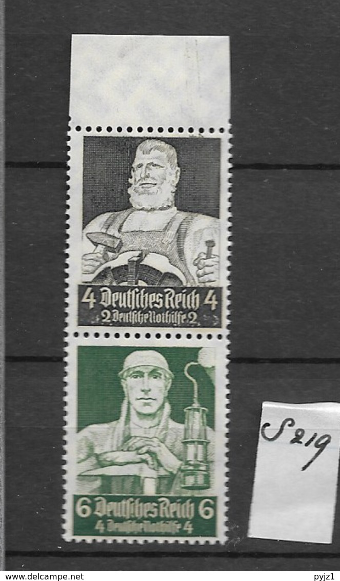 1934 MNH Germany, Berufsstände,  S219 - Zusammendrucke