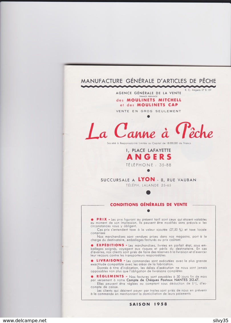 CATALOGUE MITCHELL 1958 MOULINETS - CANNE A PECHE - Publicités