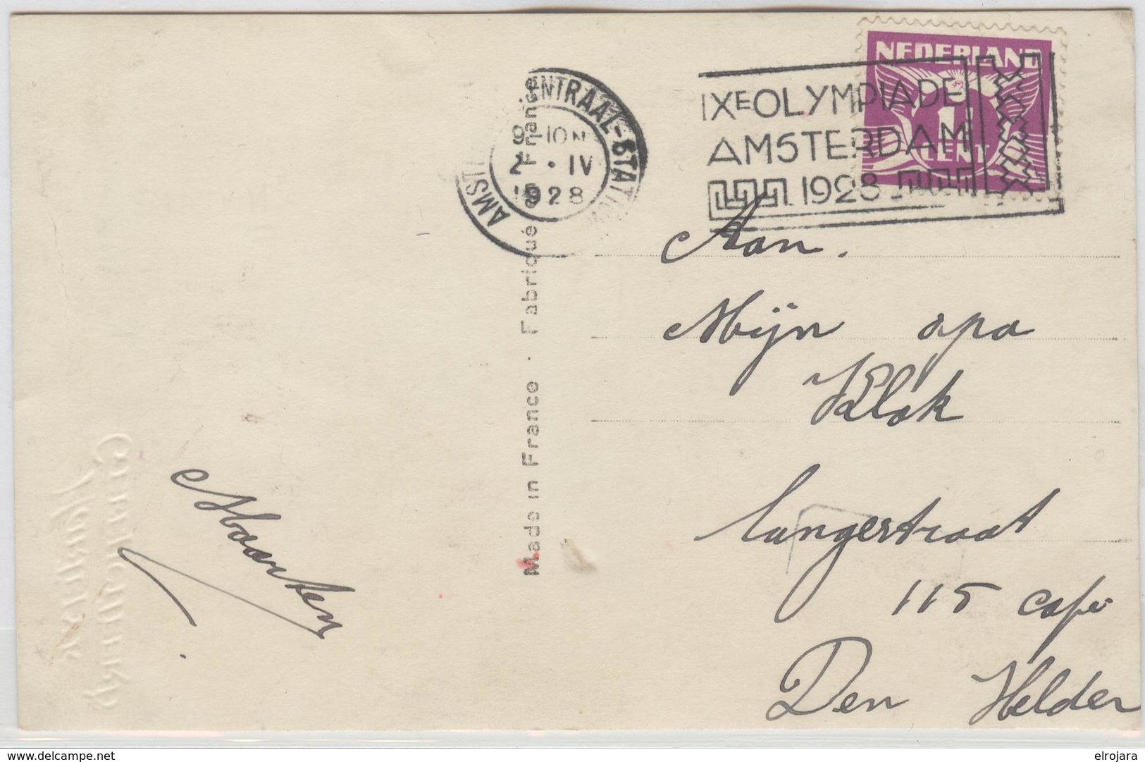 NETHERLANDS Postcard With Olympic Machine Cancel With Reversed N In STATION Only 4 Days In Use - Sommer 1928: Amsterdam