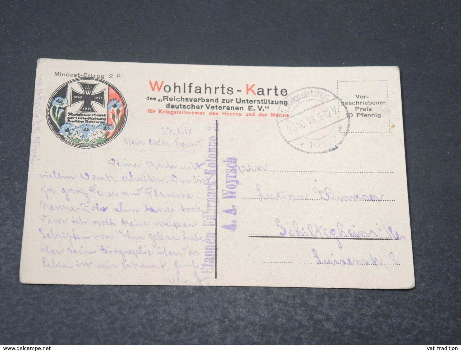 ALLEMAGNE - Wohlfahrts Karte , Marine En 1916 Pour L 'Alsace - L 17035 - Covers & Documents