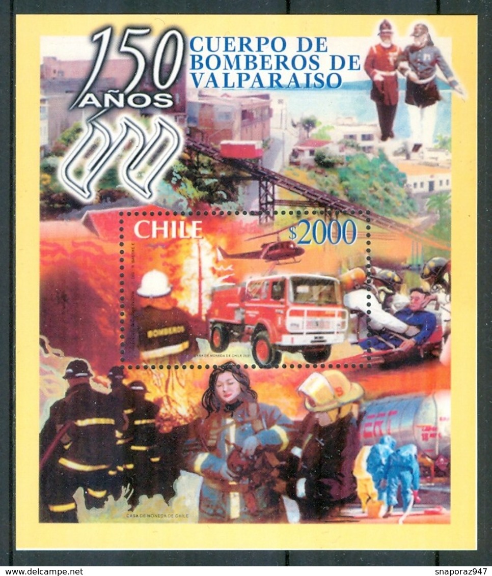 2001 Cile Valparaiso Pompieri Firefighters Pompiers Celebri Celebres MNH** Ye6 - Sapeurs-Pompiers