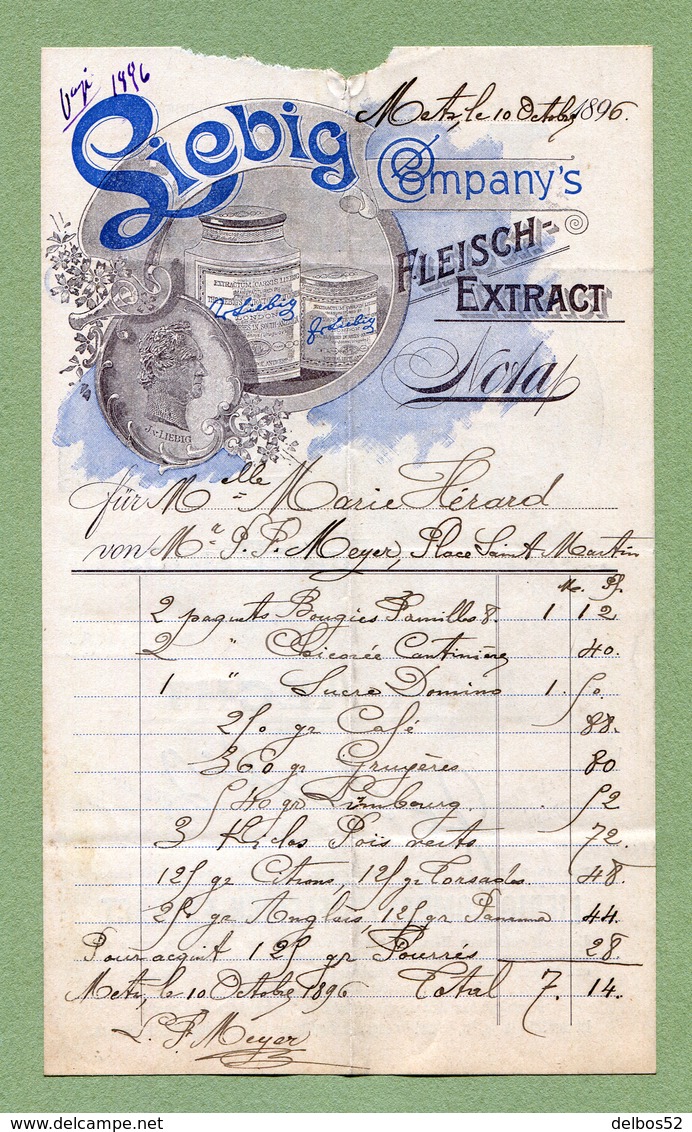 " LIEBIG - COMPANY'S  FLEISCH-EXTRACT "  1896 à METZ - 1800 – 1899