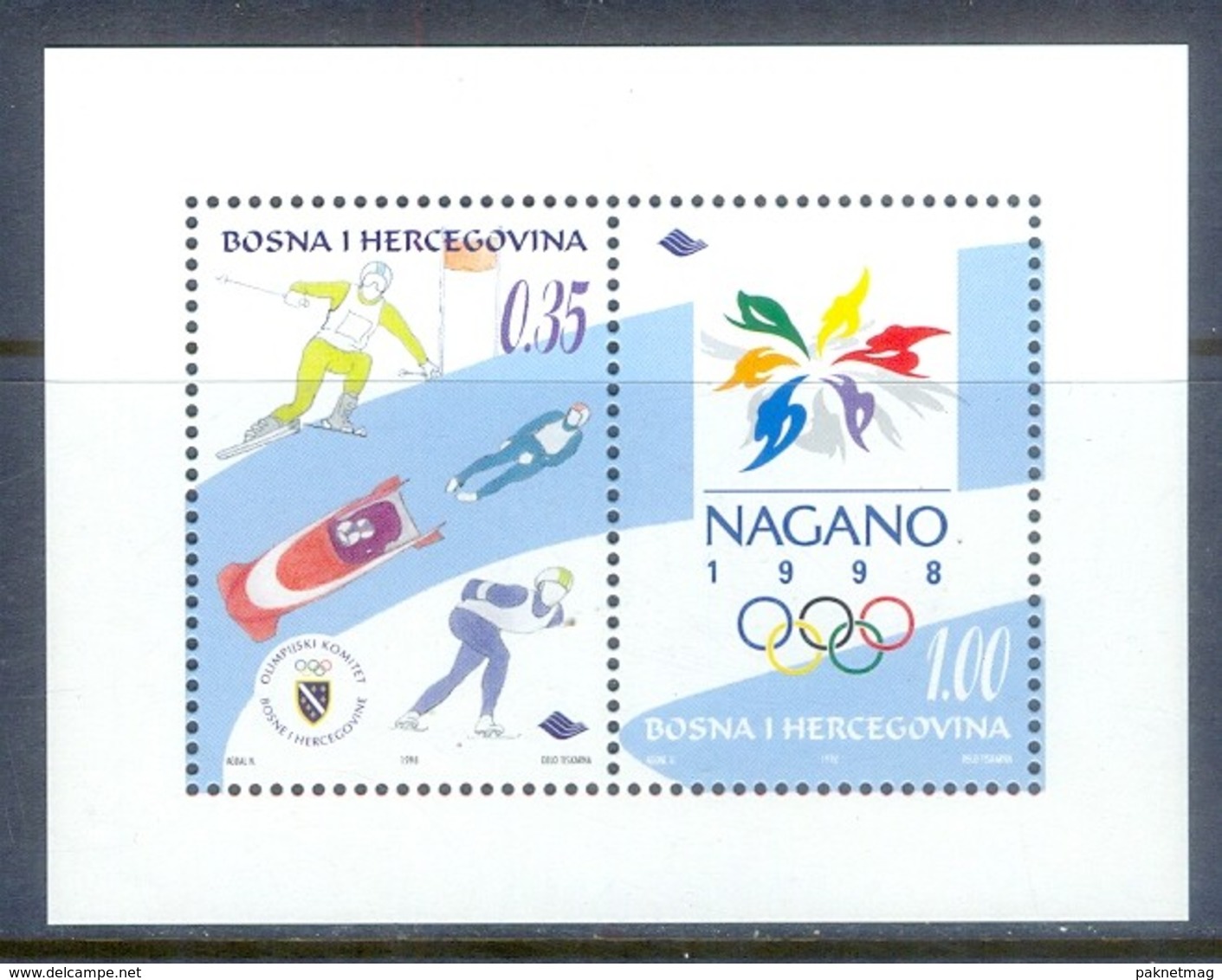 E171- Bosnia & Herzegovina 1998, Sport Olympic Games. Nagano Skiing Skating Bob Skeleton. - Other & Unclassified