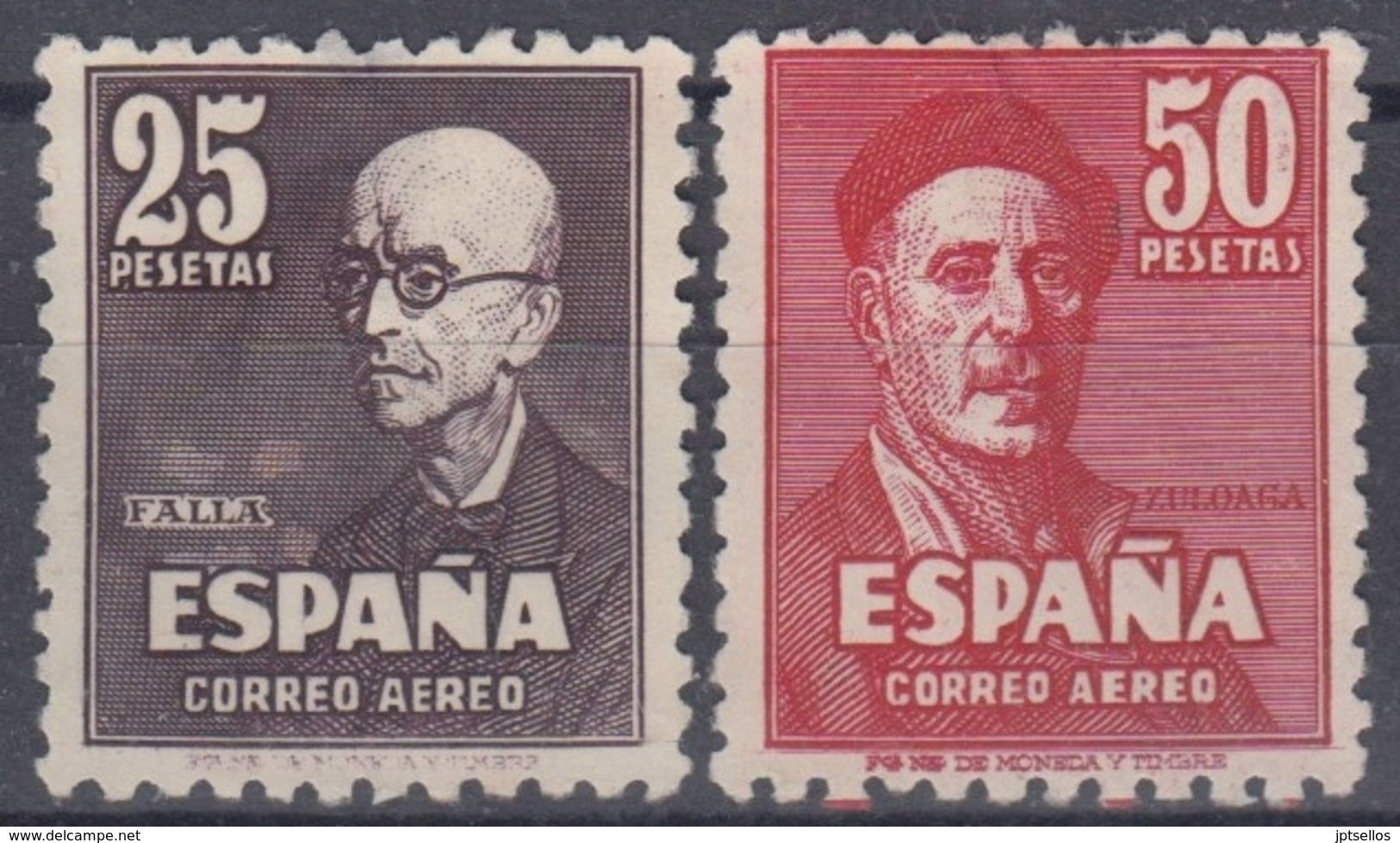 ESPAÑA 1947 Nº 1015/16 NUEVO SIN GOMA EL 25 PTS. LIGERO ADELGAZAMIANTO - Nuevos