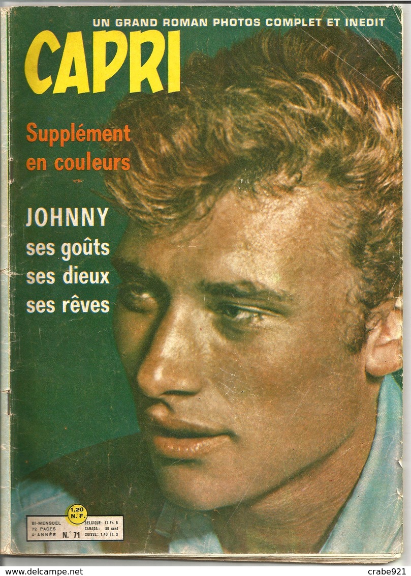 ROMAN PHOTOS  LE FEU SACRE   Couverture Et Article Sur JOHNNY HALLYDAY    N° 71   Année 1960 - Romantique