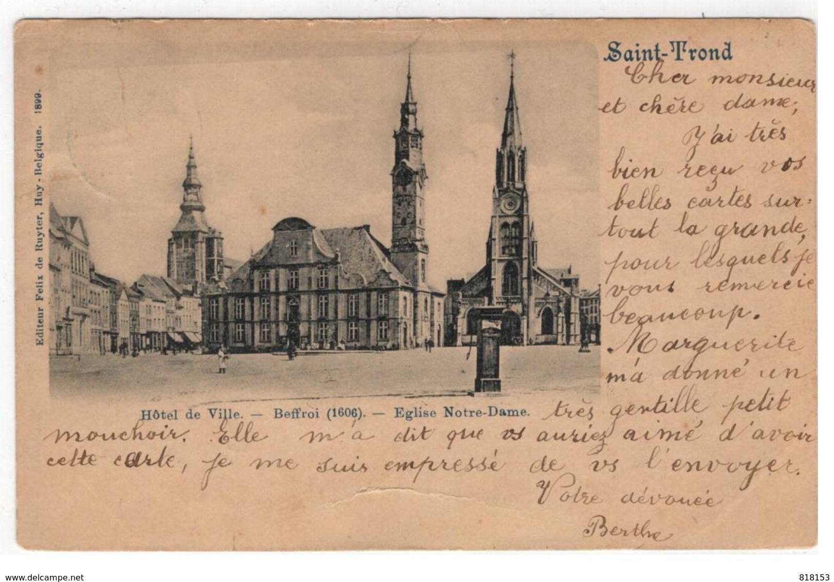 Sint-Truiden    Saint-Trond Hôtel De Ville - Beffroi - Eglise Notre-Dame 1899 - Sint-Truiden