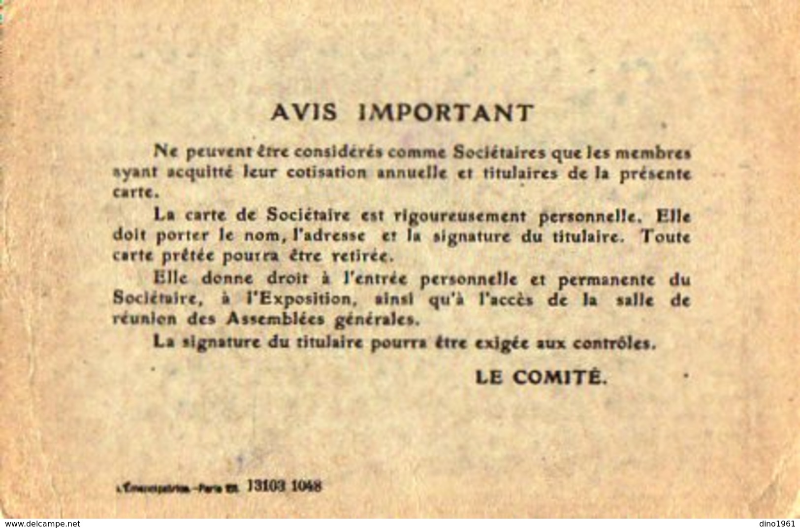 VP12.014 - PARIS - Société Des Artistes Indépendants - Carte De Sociétaire Mr JOURDAIN - Autres & Non Classés