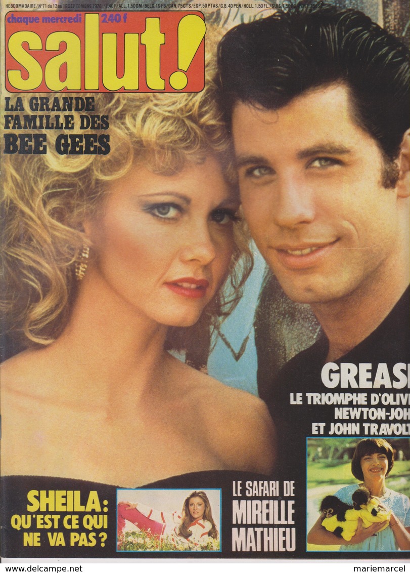 SALUT ! - N° 71 DU 13 AU 19.09.78 -  OLIVIA NEWTON JOHN JOHN TRAVOLTA ETC ... - 4.50 € FRAIS PORT COMPRIS POUR LA FRANCE - Musique