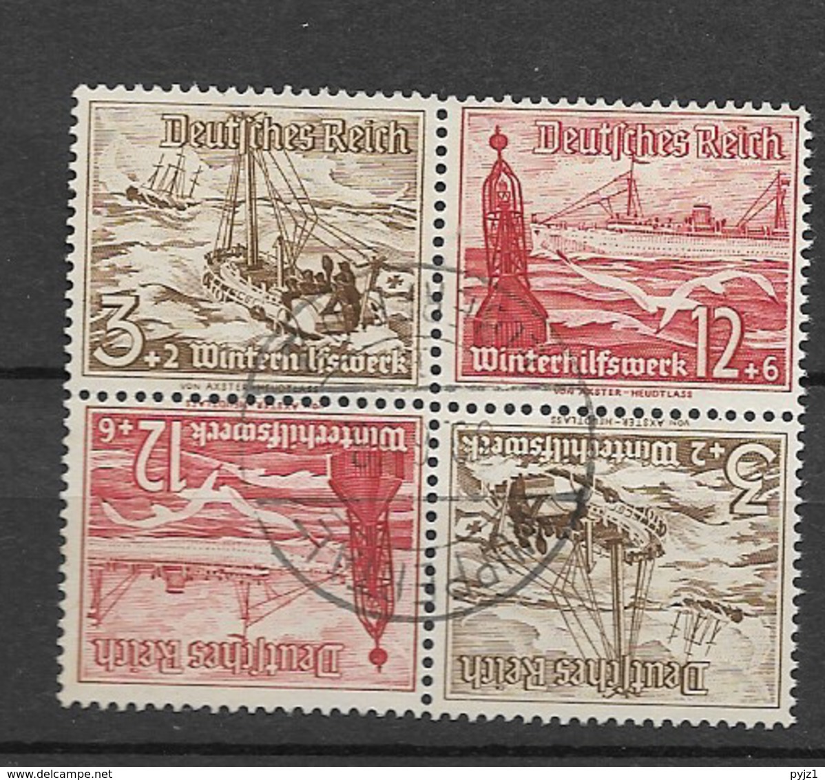 1936 USED Germany, Schiffe  SK31 (2x) - Se-Tenant