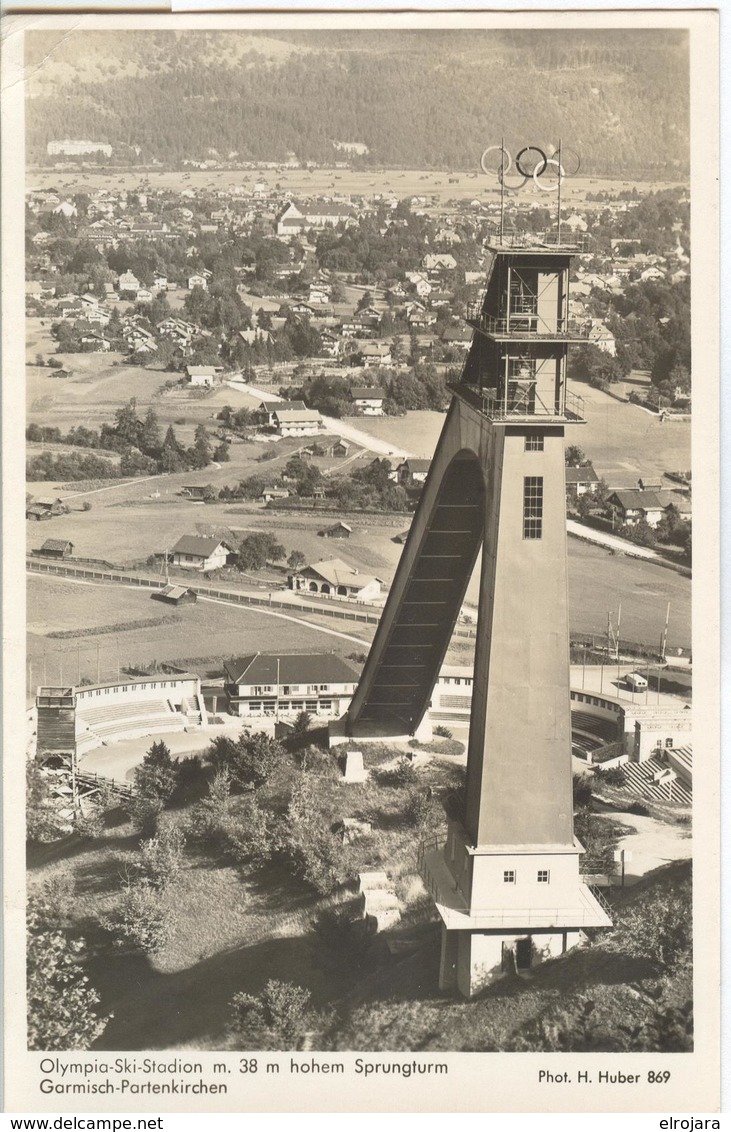 GERMANY Used Olympic Postcard Hans Huber With Skijump - Winter 1936: Garmisch-Partenkirchen