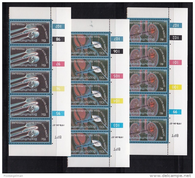 BOPHUTHATSWANA, 1978, MNH Controls Strips Of 5, Hypertension, M 22-24 - Bophuthatswana