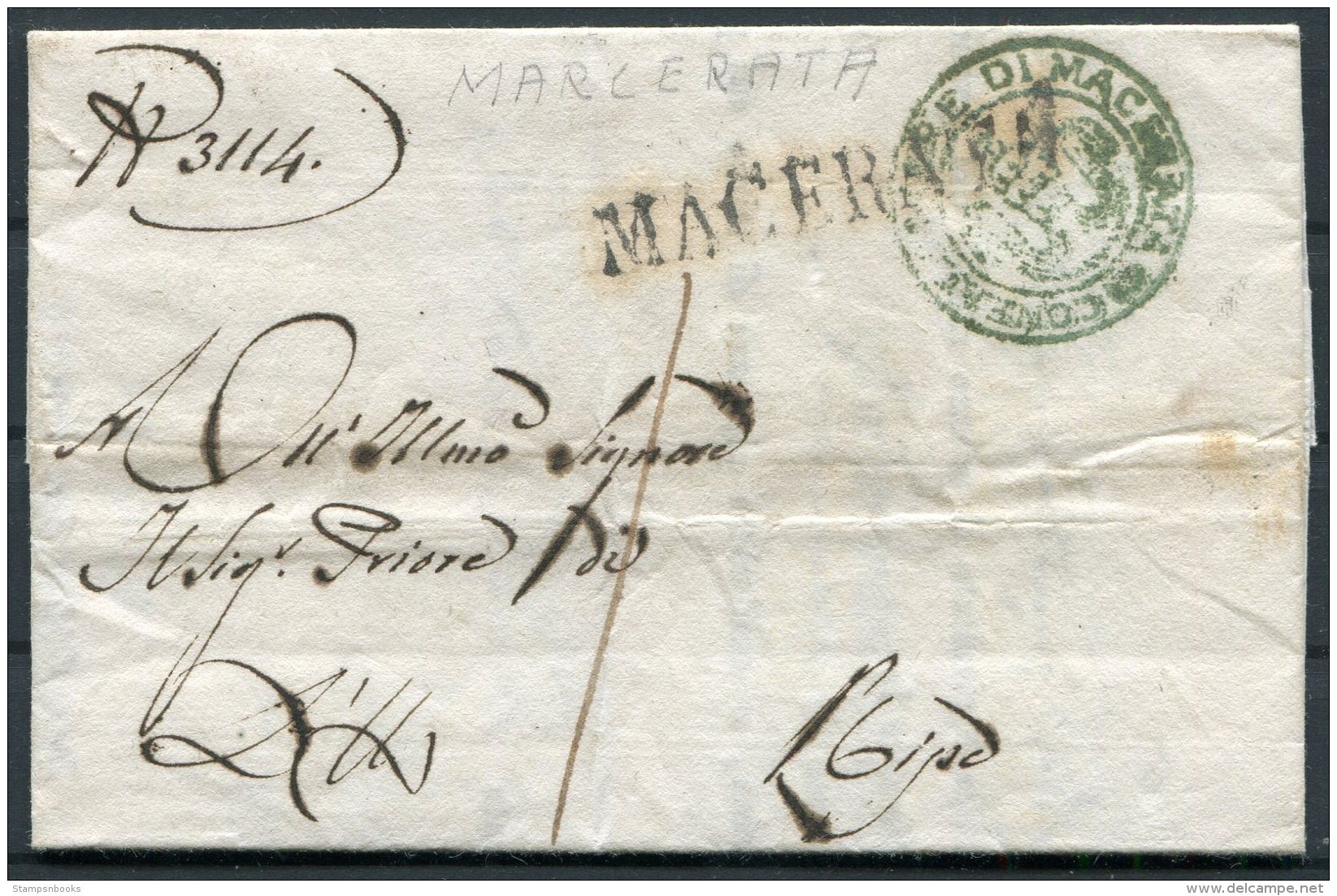 1834 Italy Entire Macerata - 1. ...-1850 Prephilately