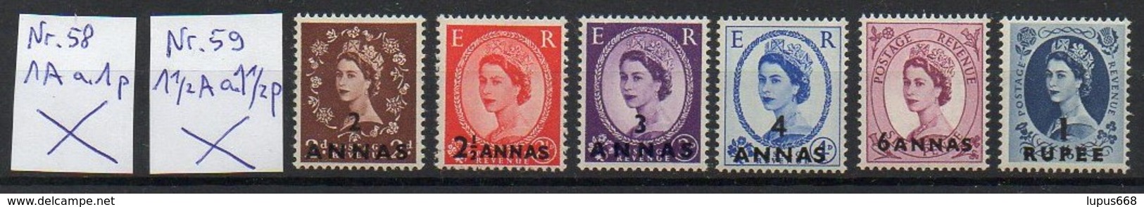 Oman  1956, 1957  MiNr. 60 -  65  **/ Mnh : Freimarken Von Großbritannien Mit Neuem Wertaufdruck - Oman