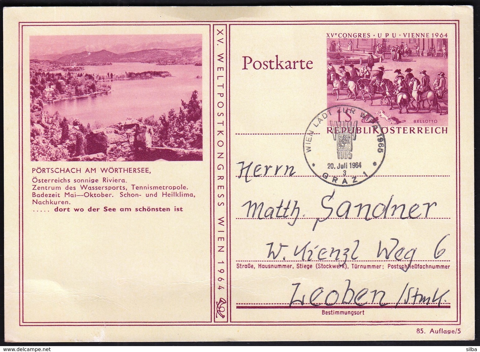 Austria Graz 1964 / Philatelic Exhibition WIPA 1965 / Postal Stationery UPU Congress / Worthersee, Tennis, Water Sport - Esposizioni Filateliche