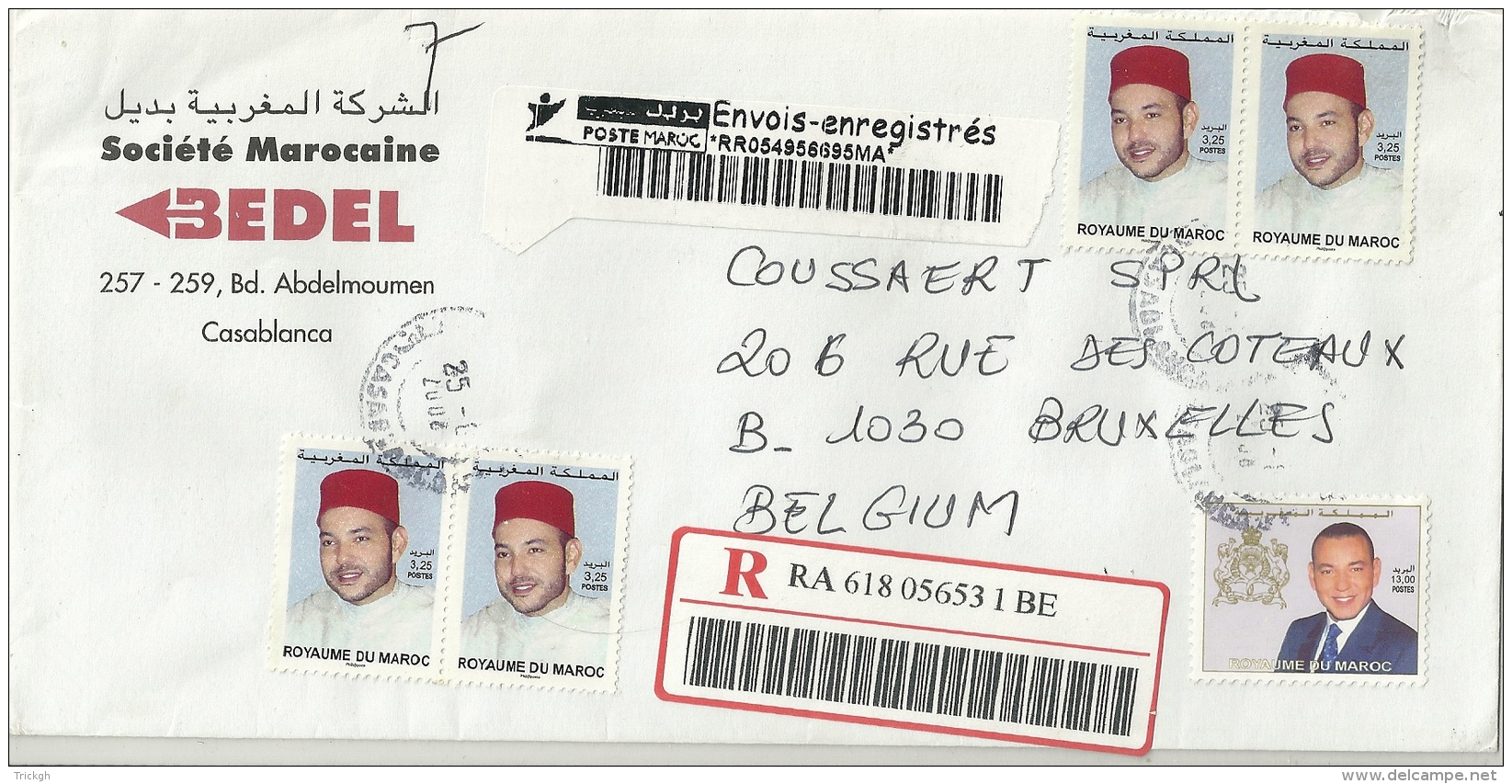 Maroc 2008 Casablanca &gt;&gt; Bruxelles B / Registered Récommandé - Maroc (1956-...)