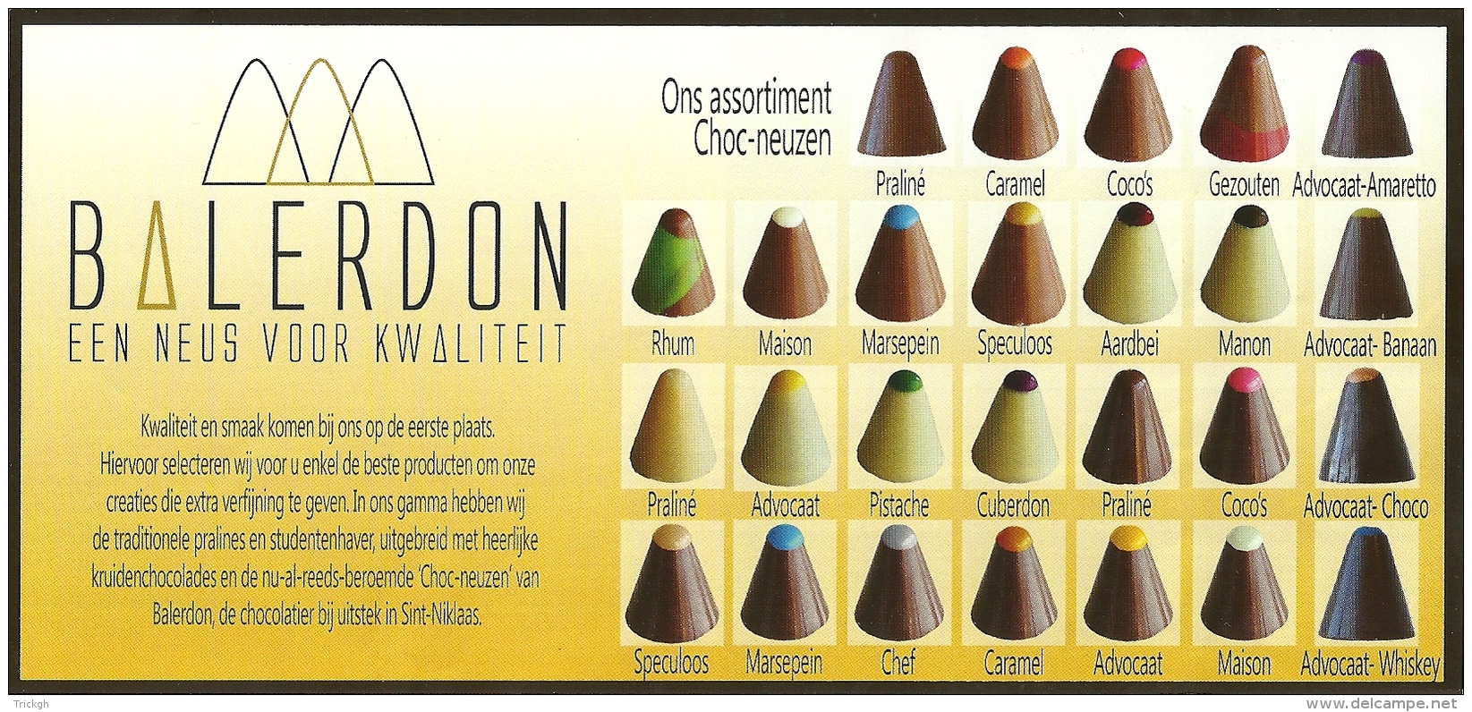 Balerdon Choc-neuzen / Pub Chocolat Chocolade Belgian Chocolats - Chocolat