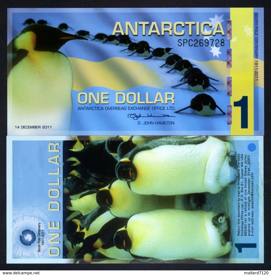 Antarctica, $1, 2011, Polymer > Commemorative, Penguins - Autres & Non Classés