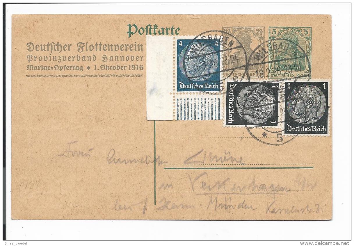 DR PP 46 C 11 - 7 1/2 Pf Germania Dt. Flottenverband - Aufbrauch M. 6 Pf  ZF 1936 Ab Wiesbaden M. Bedarfstext - Sonstige & Ohne Zuordnung