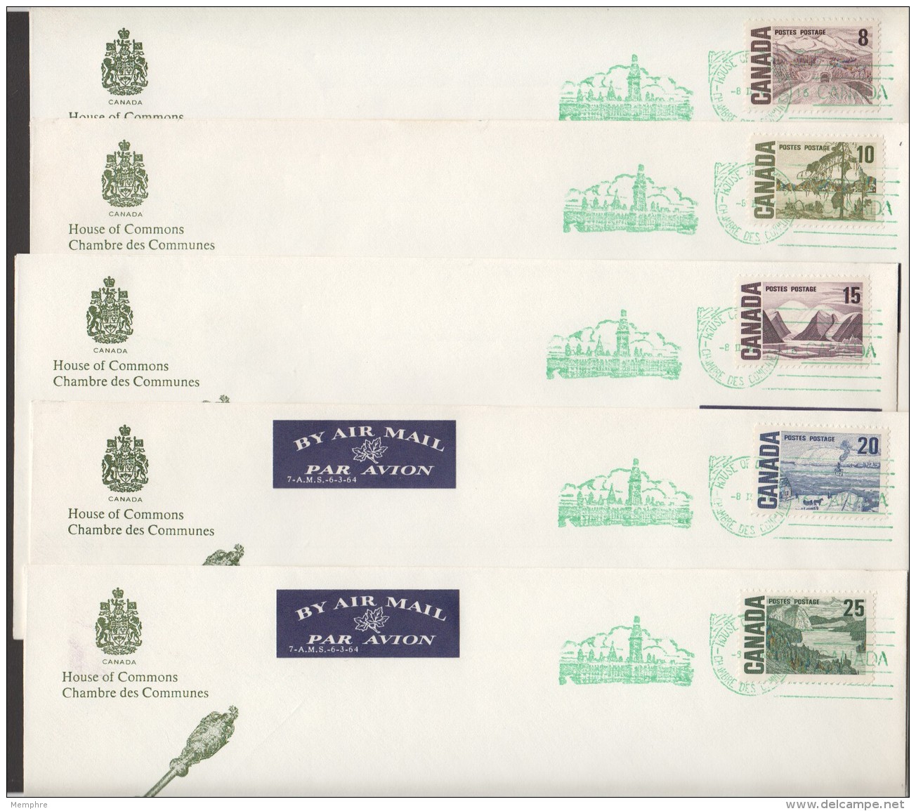 1967 Centennial Definitives - Set Of 12 House Of Commons FDCs Sc 454-8, 461-465B  RARE!! - 1961-1970